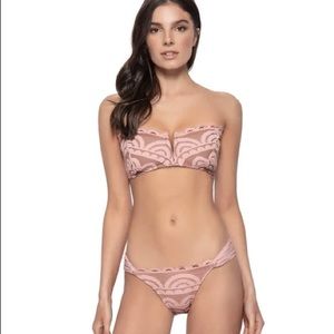 NWT PQ Swim Fanned Lace Bandeau w/fanned lace bottoms